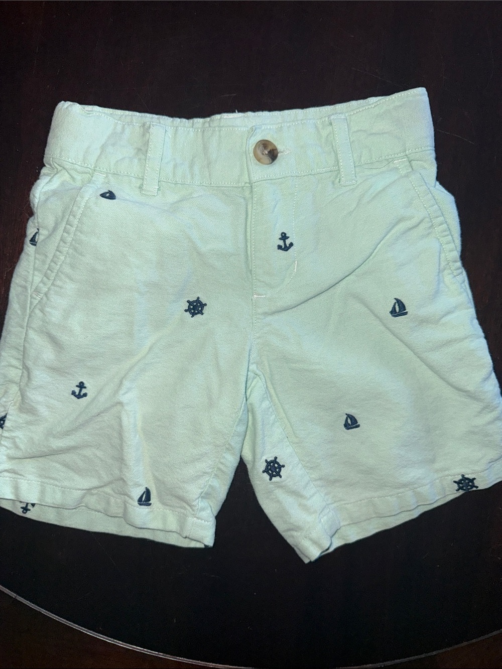 Janie and Jack Light Mint Nautical Embroidered Shorts